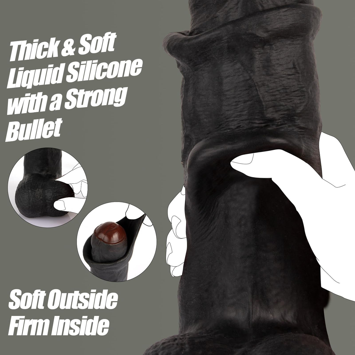 Black Realistic Dildo Vibrator D970