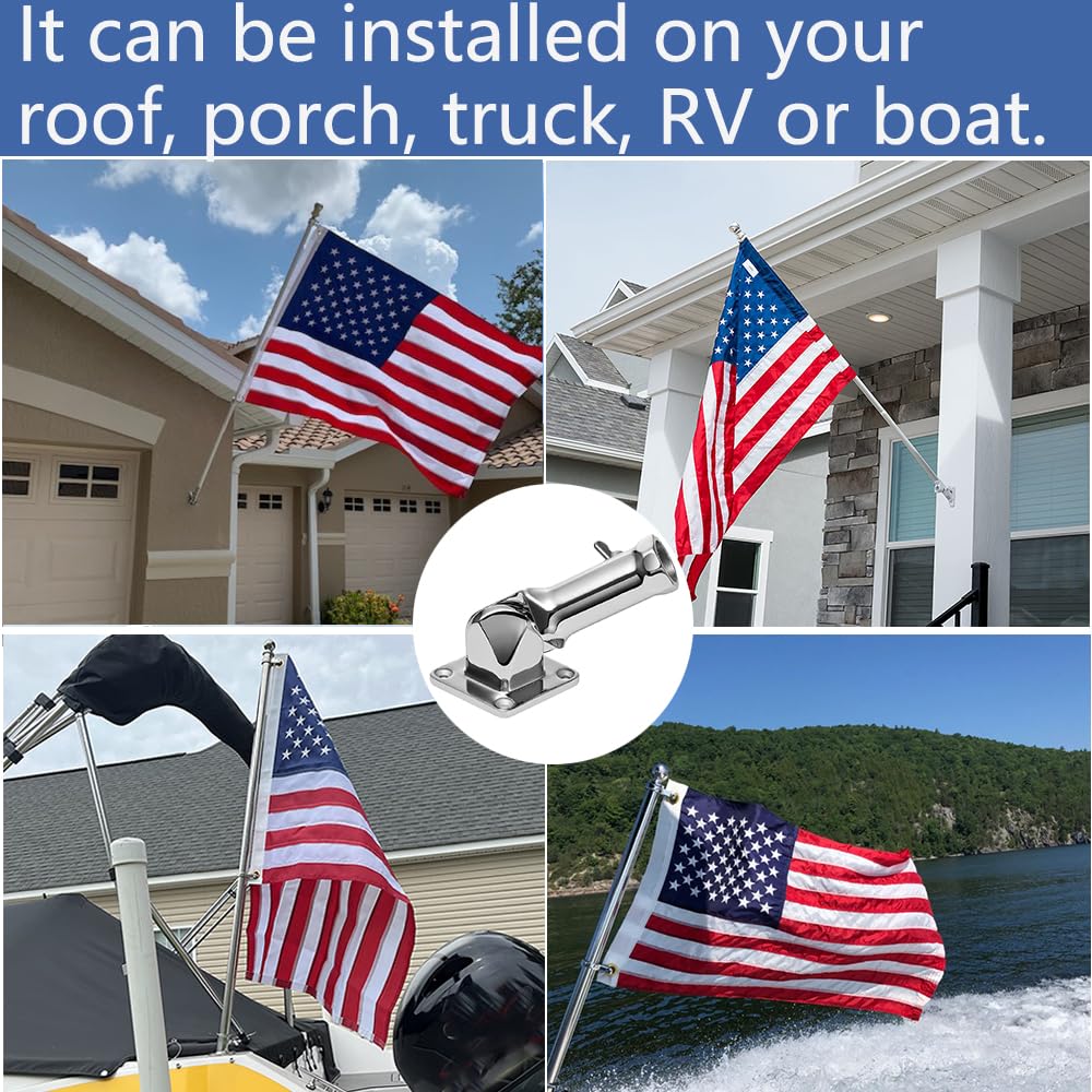 Heavy Duty 304 Stainless Steel Adjustable Flag Pole Holder O754375