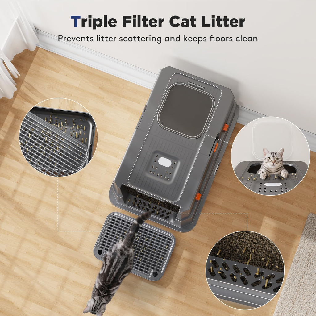 Stainless Steel Enclosed Cat Litter Box with Lid S574
