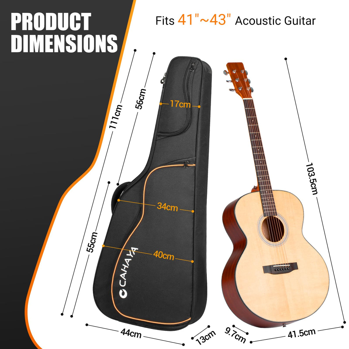 42 43 44In 0.5In Thick Padding Acoustic Guitar Bag K266