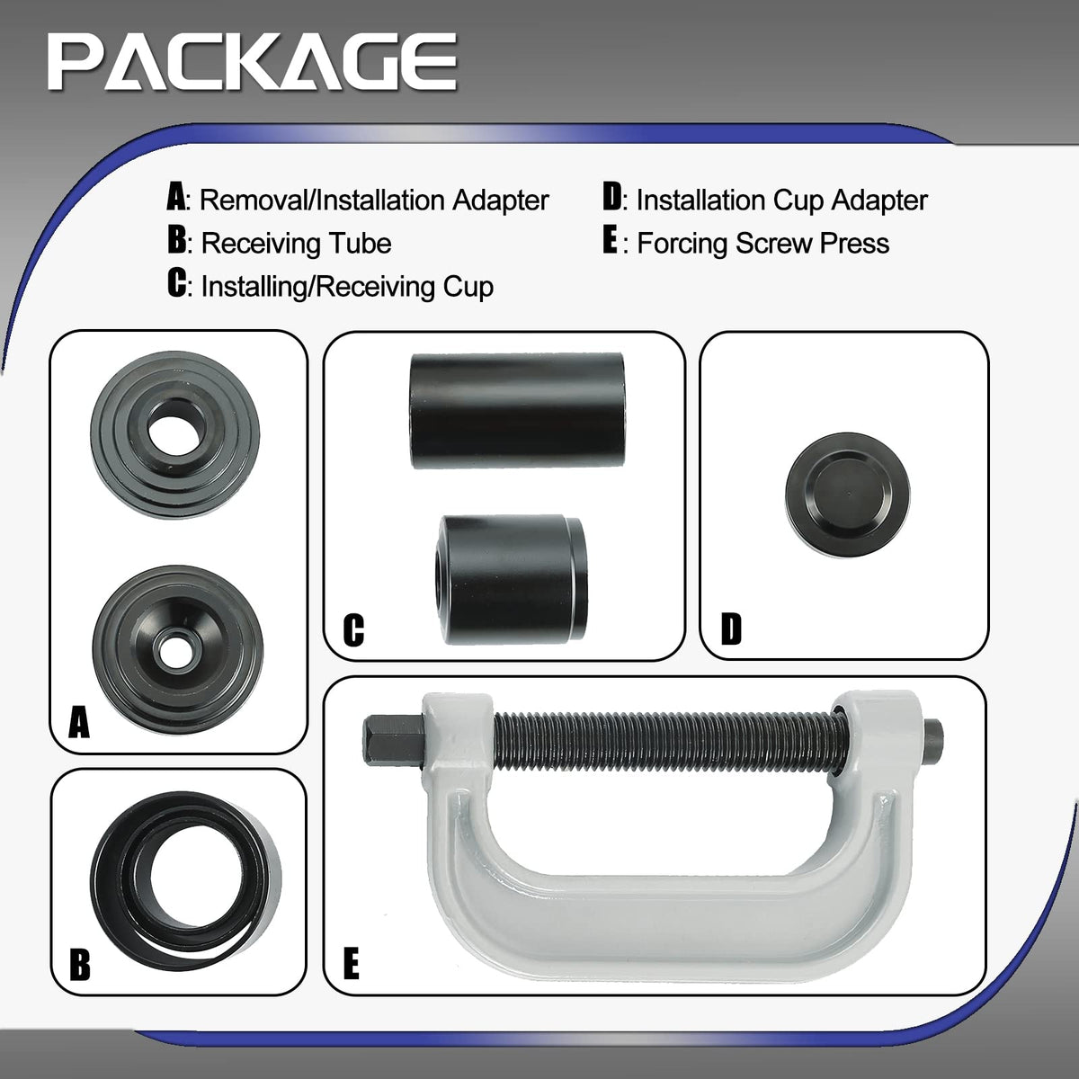 10 Pc Ball Joint Press Kit U Joint Removal Tool with Adapters E280