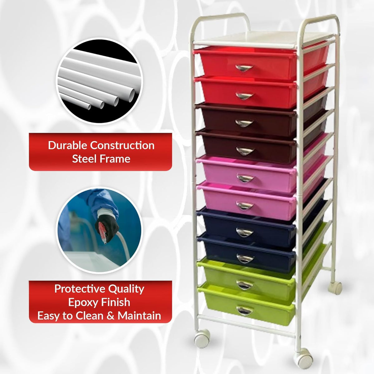 10 Drawer Rolling Storage Organizer D819