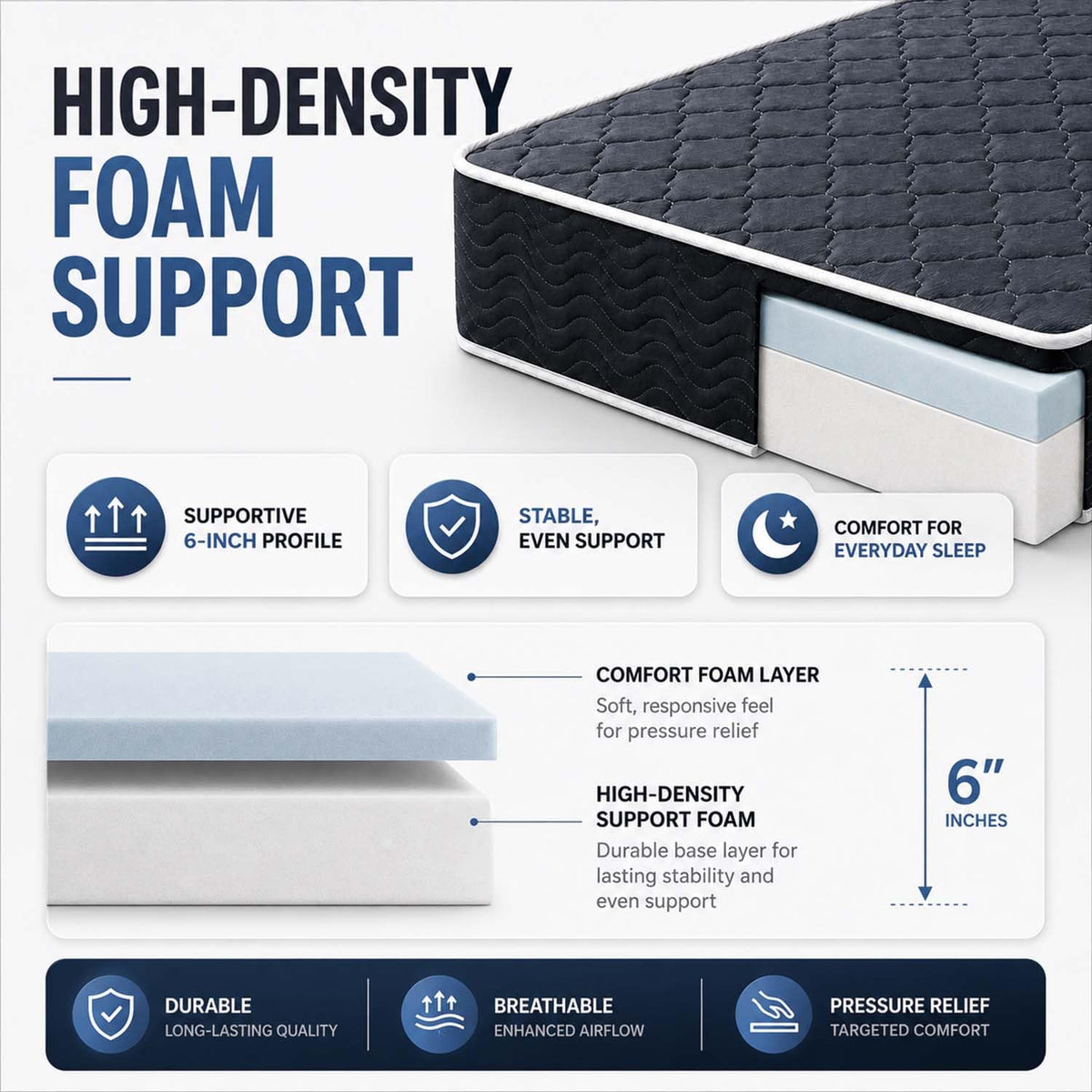 6 Inch Twin Memory Foam Mattress J34266