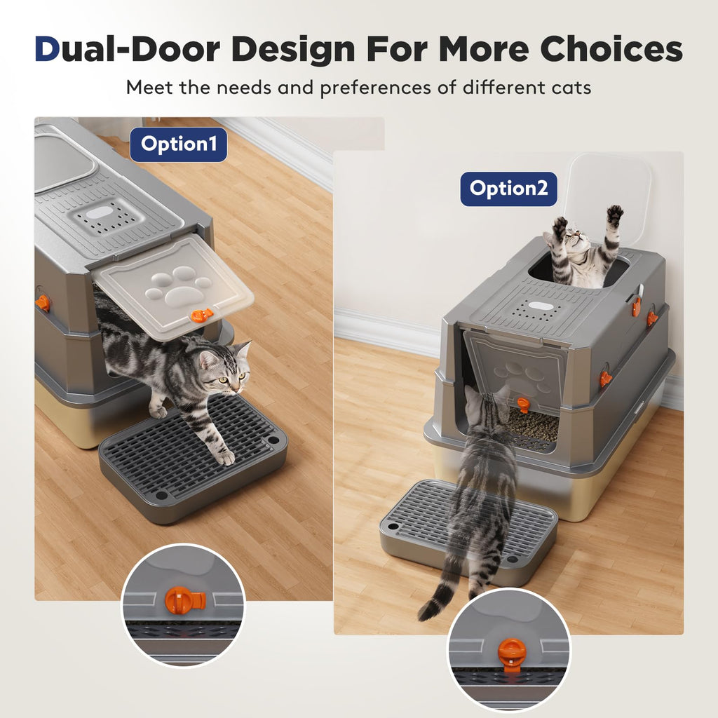 Stainless Steel Enclosed Cat Litter Box with Lid S574