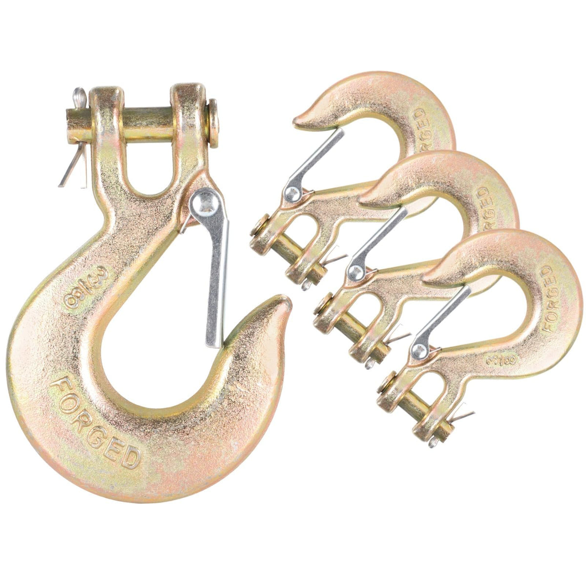 4-Pack 3/8 Forged Clevis Slip Hooks with Safety Latch I42803