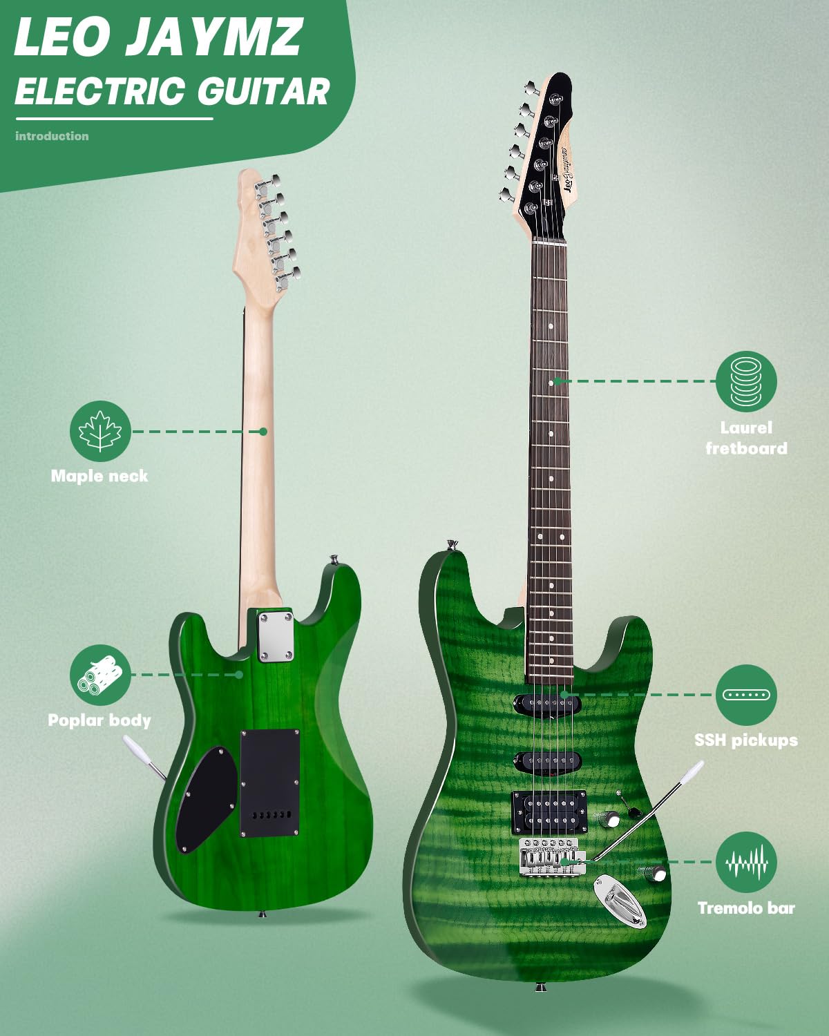 39" Full Size SSH Electric Guitar Starter Kit with Amp N116192