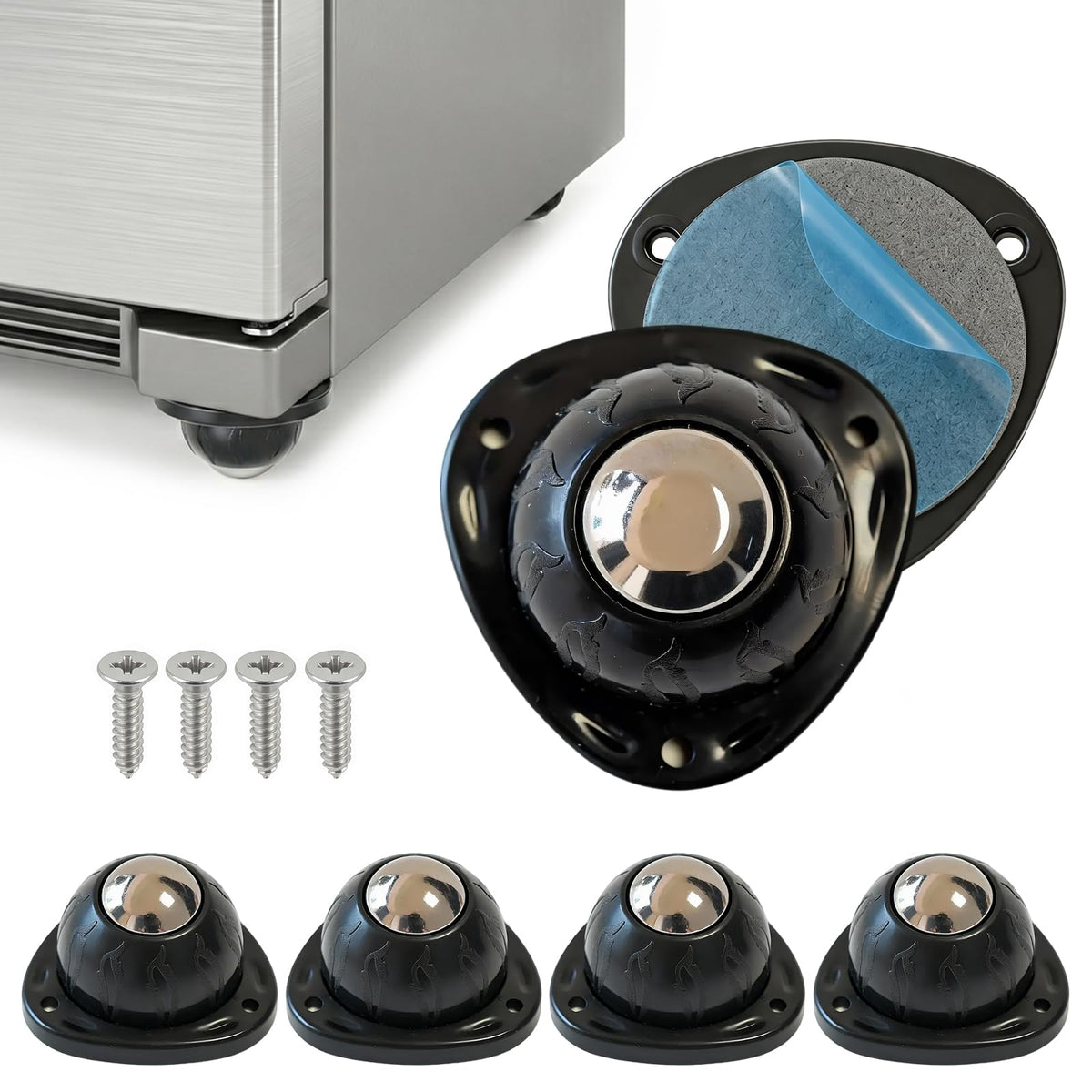 Black 4pcs Self Adhesive Caster Wheels R652