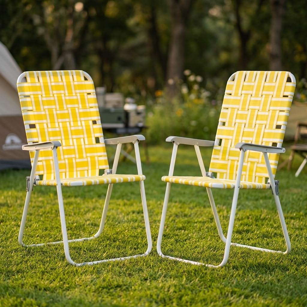 Heavy Duty Webbed Lawn Chair Set of 2 with Aluminum Frame P367