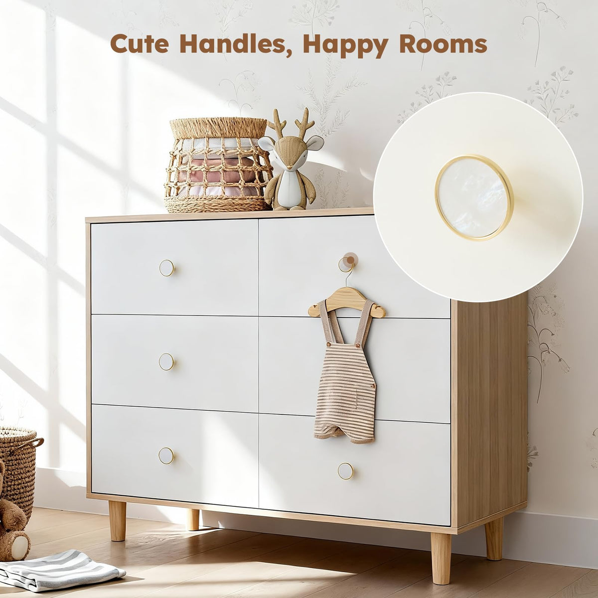 White 6 Drawer Baby Dresser D1009
