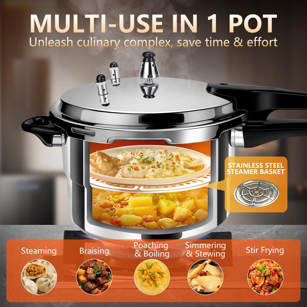 Aluminum 4.22Qt Pressure Cooker I754