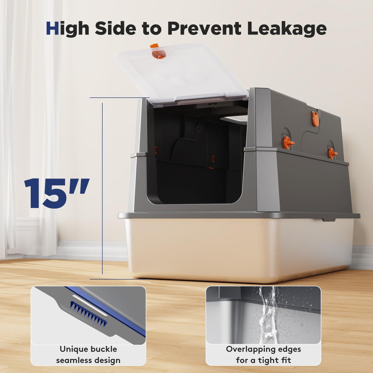 Stainless Steel Enclosed Cat Litter Box with Lid S574