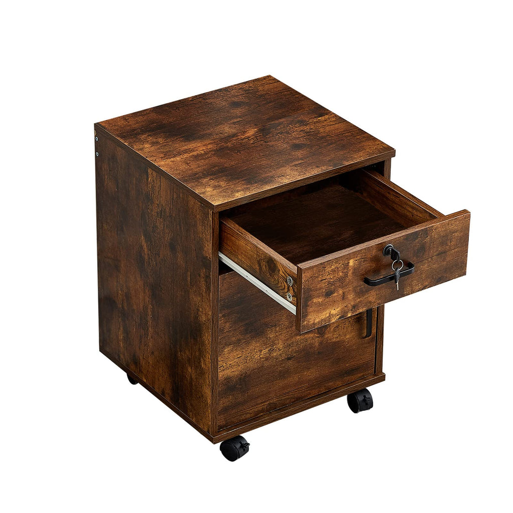 1 Drawer Wood File Cabinet with Lock and Wheels B570377