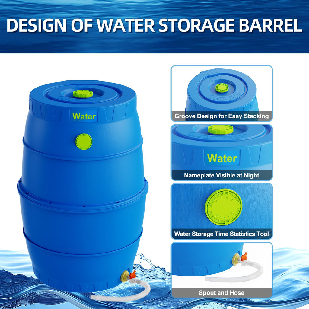 50 Gallon Blue BPA-Free Water Storage Barrel with Spigot Y652427