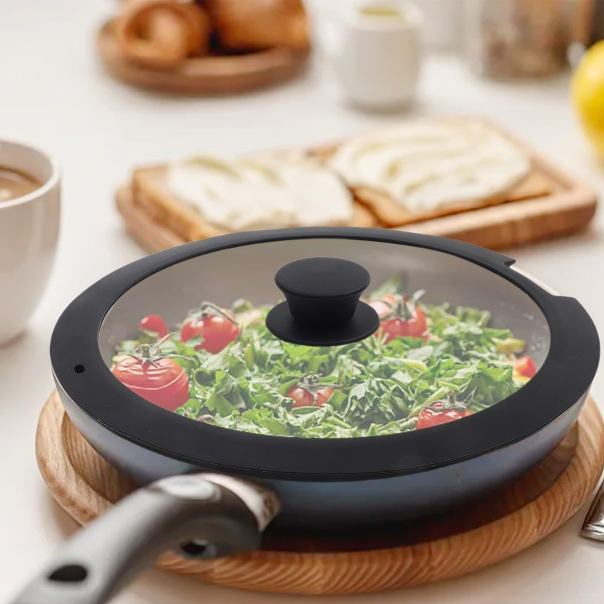 Silicone Pot Lid With Tempered Glass M999