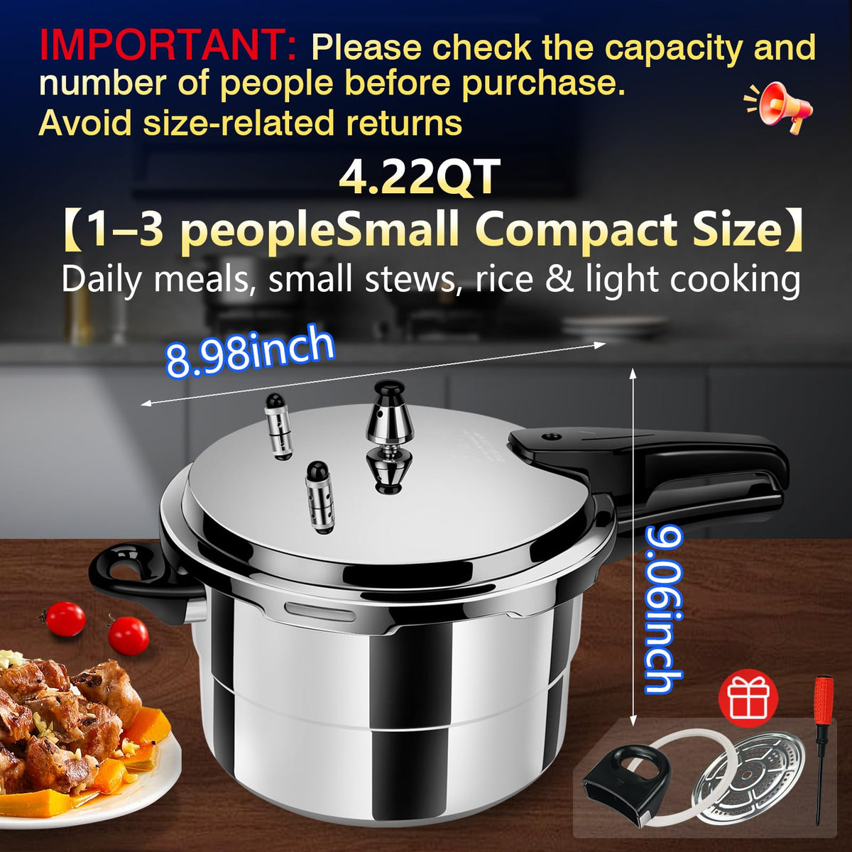 Aluminum 4.22Qt Pressure Cooker I754