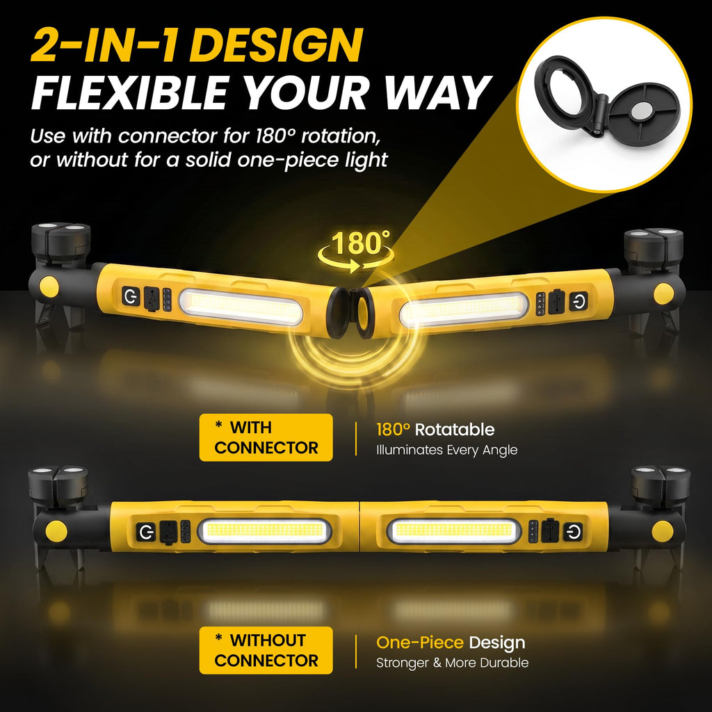 Magnetic Rechargeable LED Work Light with Detachable Dual Light Bars I401