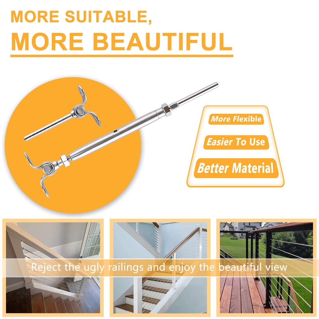 1/8" T316 Stainless Steel Aircraft Cable & Turnbuckle Railing Kit E891657