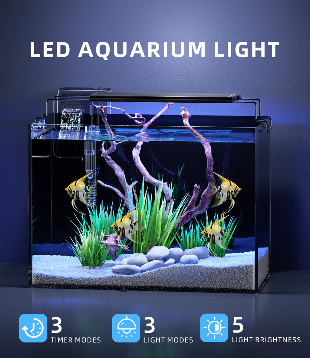 5 Gallon Rimless Glass Aquarium Starter Kit with Filter Light Lid V59705