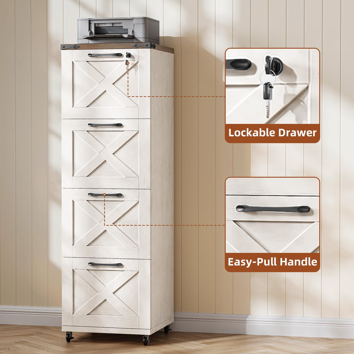 White 4 Drawer Filing Cabinet X4293