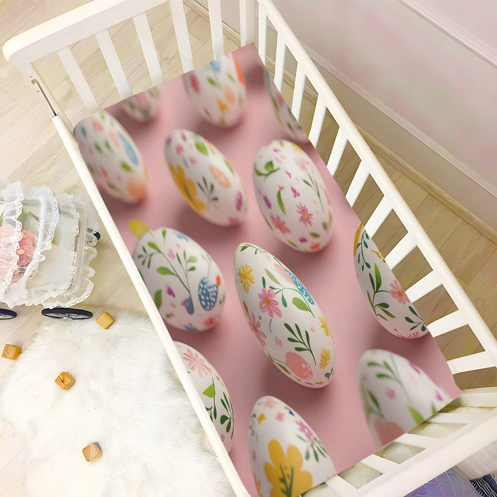 3D Colorful Easter Eggs Microfiber Fitted Crib Sheet P5987