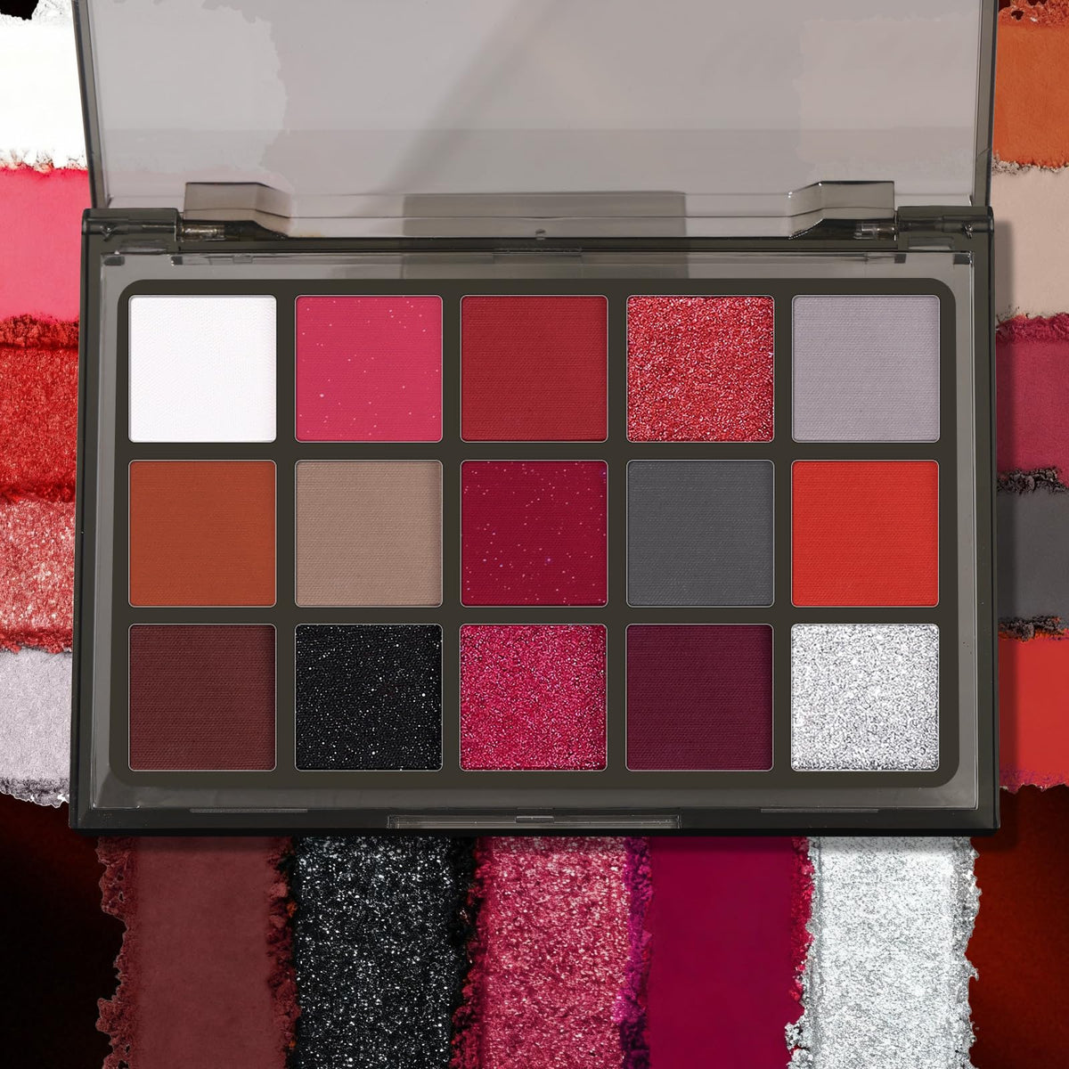Red 15 Colors Shimmer Matte Glitter Metallic Eyeshadow Palette J394
