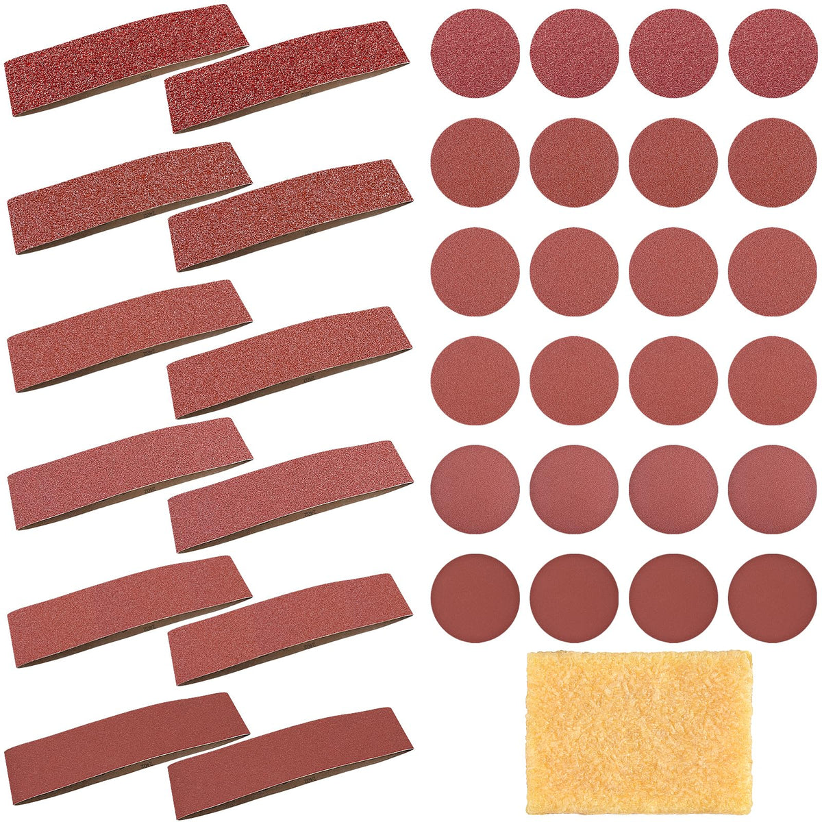 4x36 Inch Aluminum Oxide Sanding Belts and 6 Inch No-hole Sanding Discs B46380