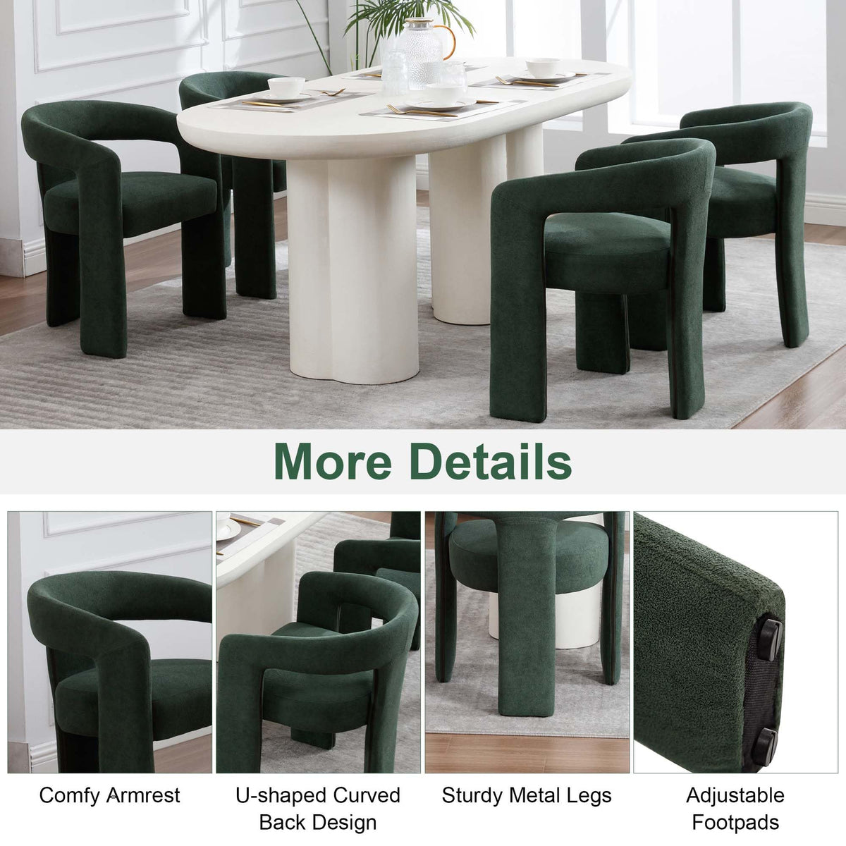 Green Upholstered Dining Chairs Set of 2 I7618