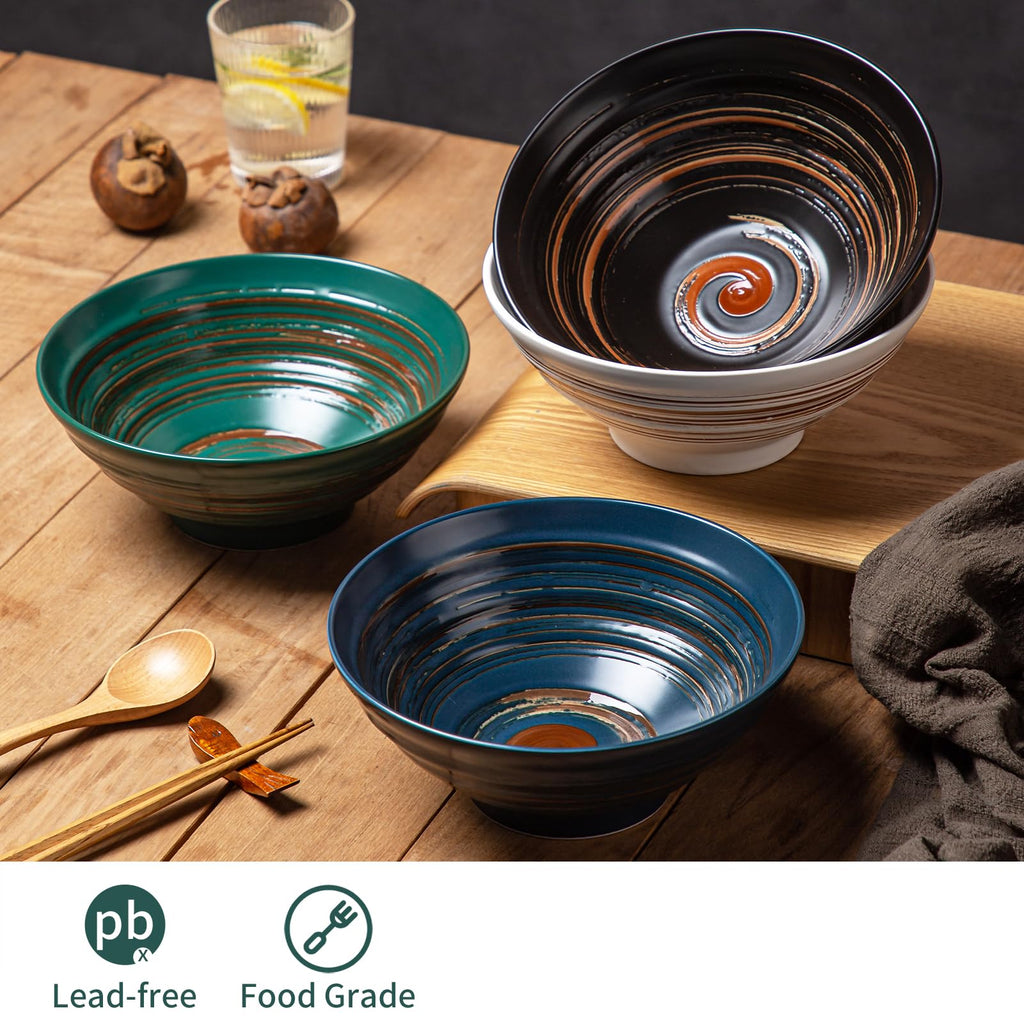 Multicolor Ceramic Ramen Bowl Set of 4 E49595