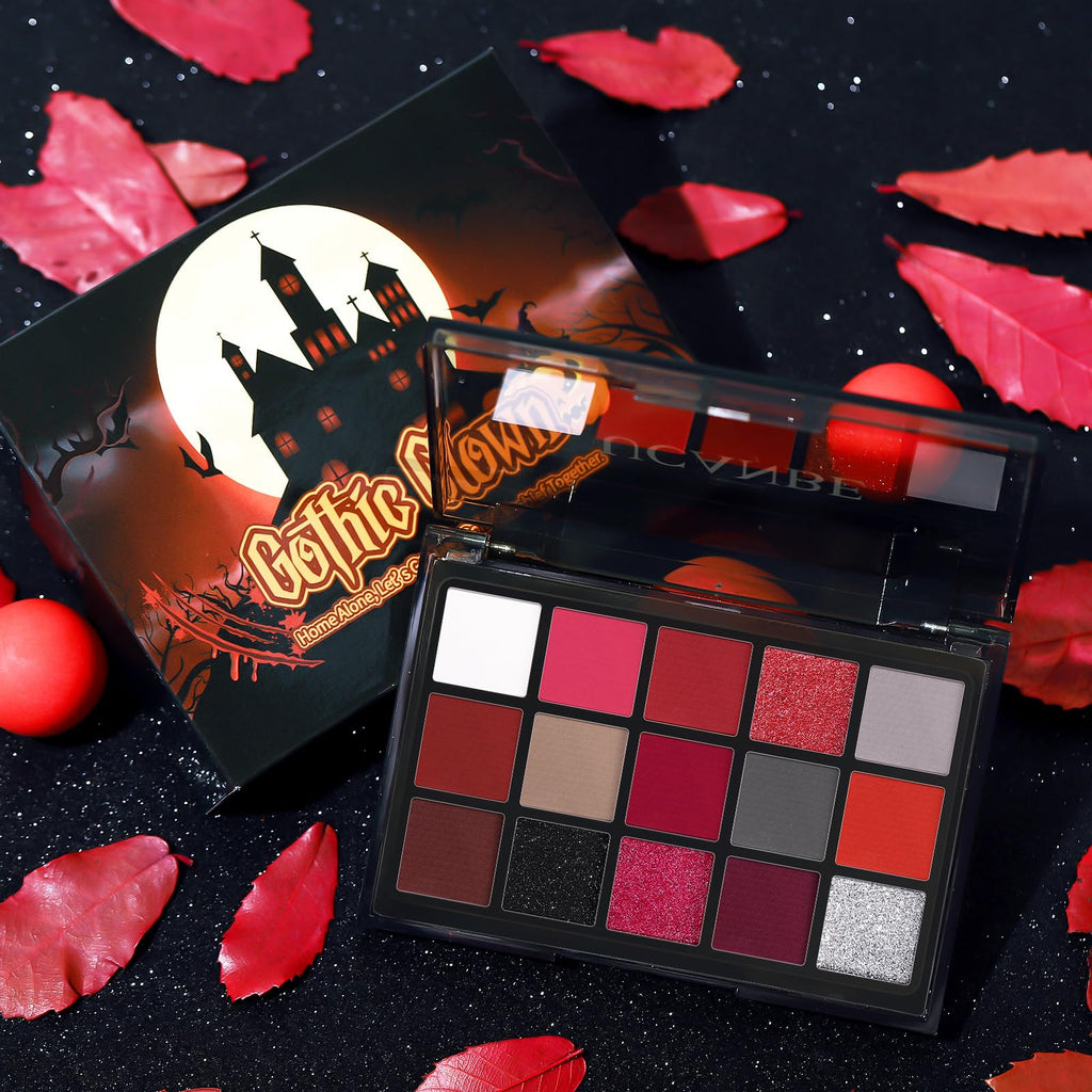 Red 15 Colors Shimmer Matte Glitter Metallic Eyeshadow Palette J394