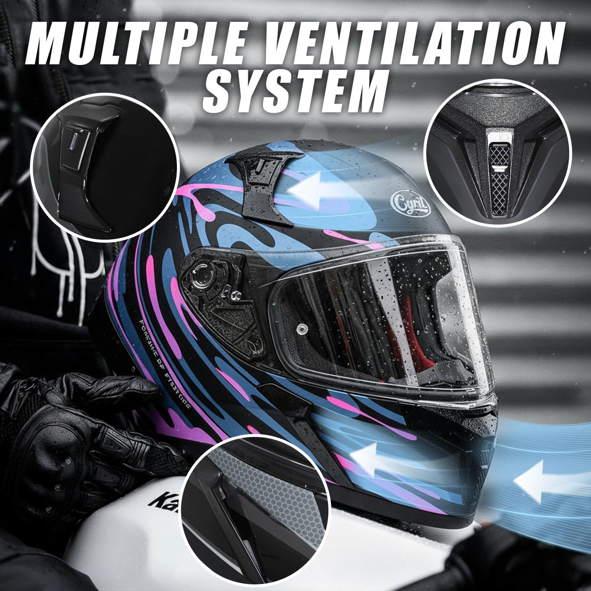 Full Face Motorcycle Helmet DOT Approved C894780