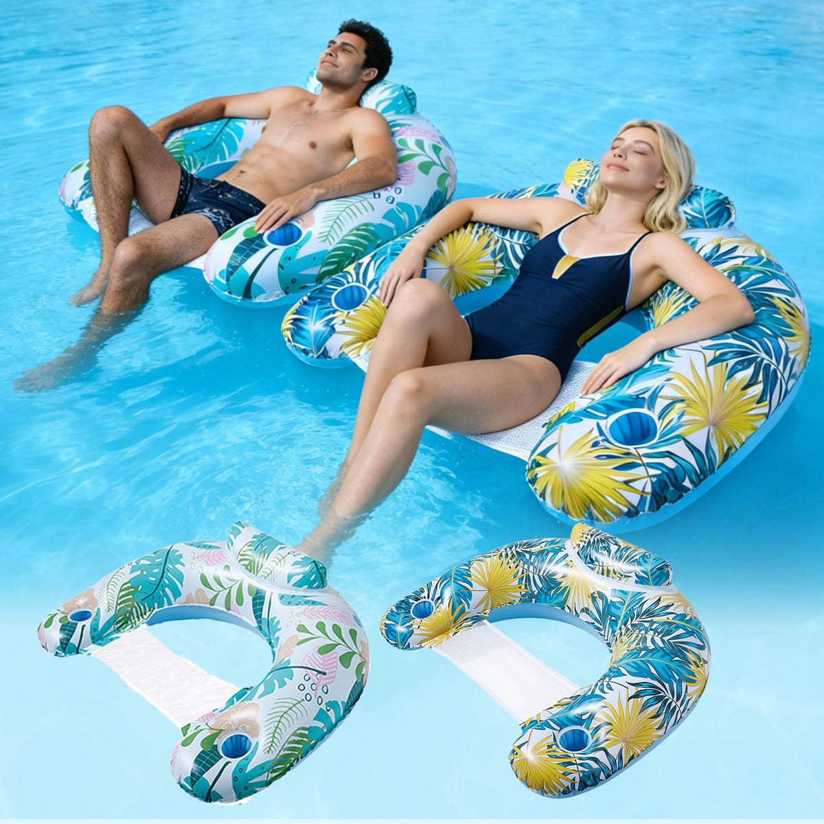 2 Pack Inflatable Pool Floats with Mesh Seat A608