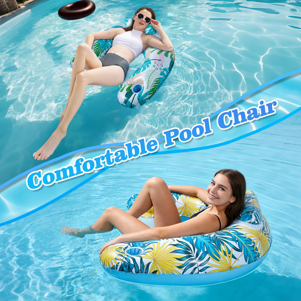 2 Pack Inflatable Pool Floats with Mesh Seat A608
