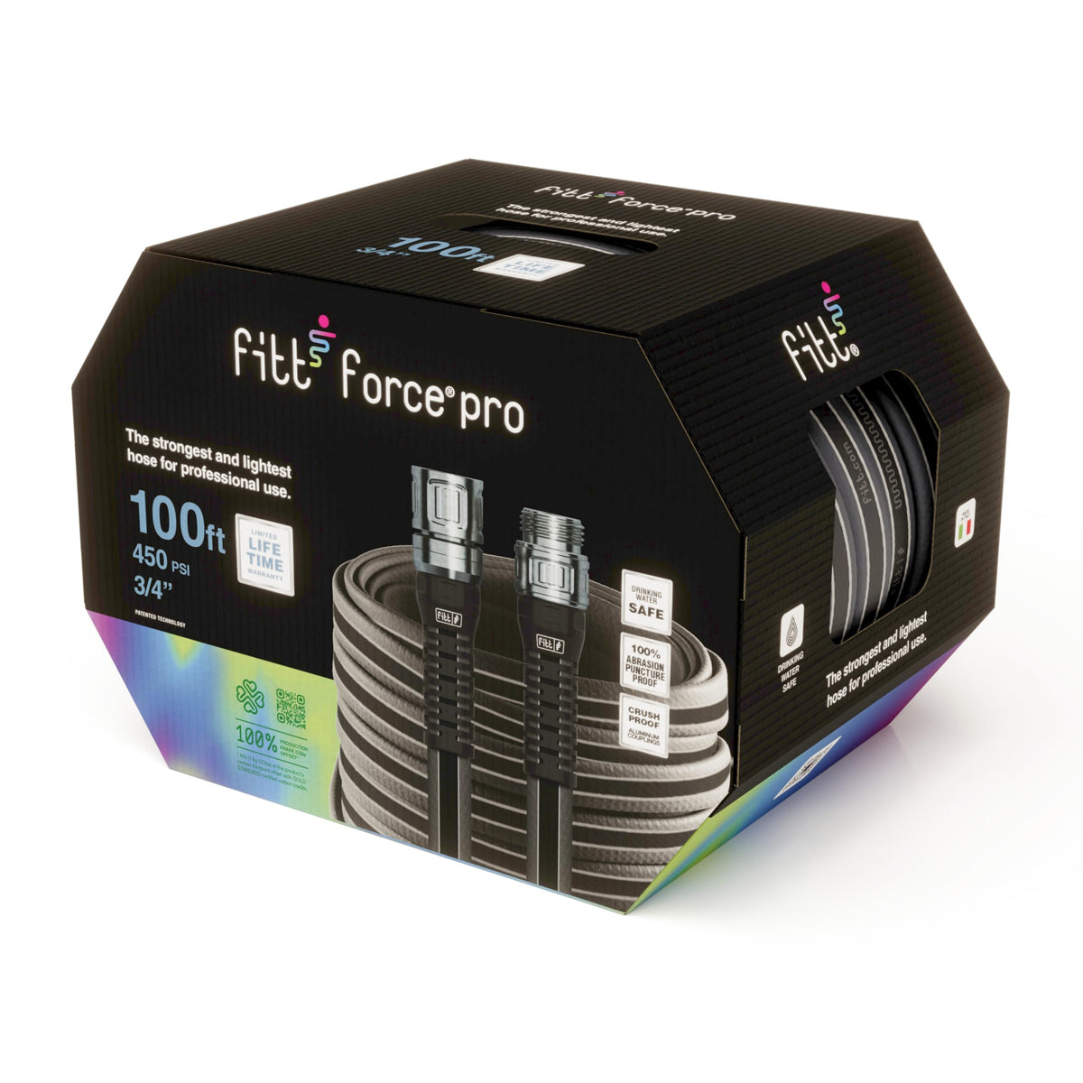 Lightweight Flexible Kink-Free Flat Garden Hose, Grey and Blue, 100-Feet x 3/4-Inch O851
