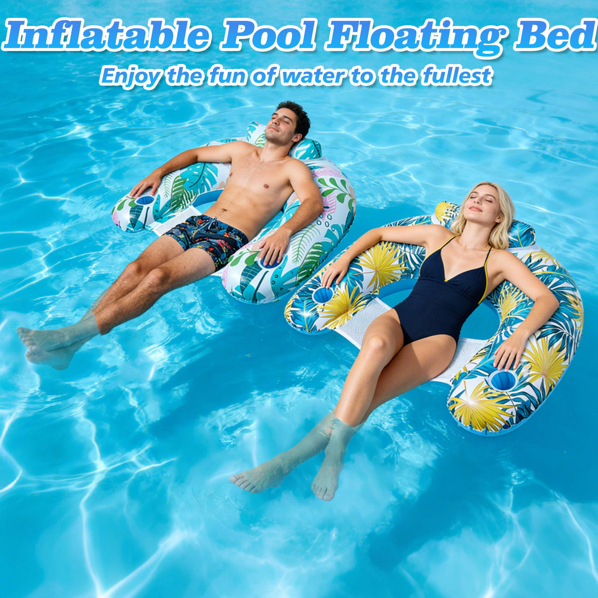 2 Pack Inflatable Pool Floats with Mesh Seat A608