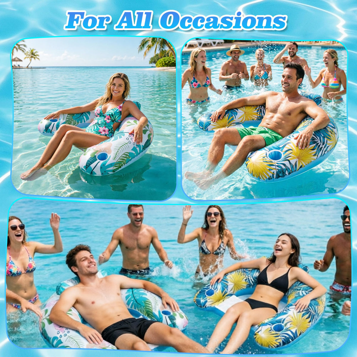 2 Pack Inflatable Pool Floats with Mesh Seat A608