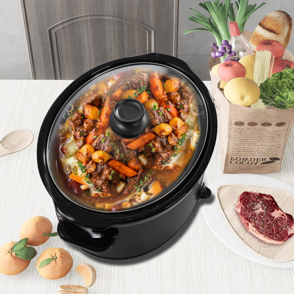 7 Quart Oval Manual Slow Cooker with 3 Cooking Settings J238