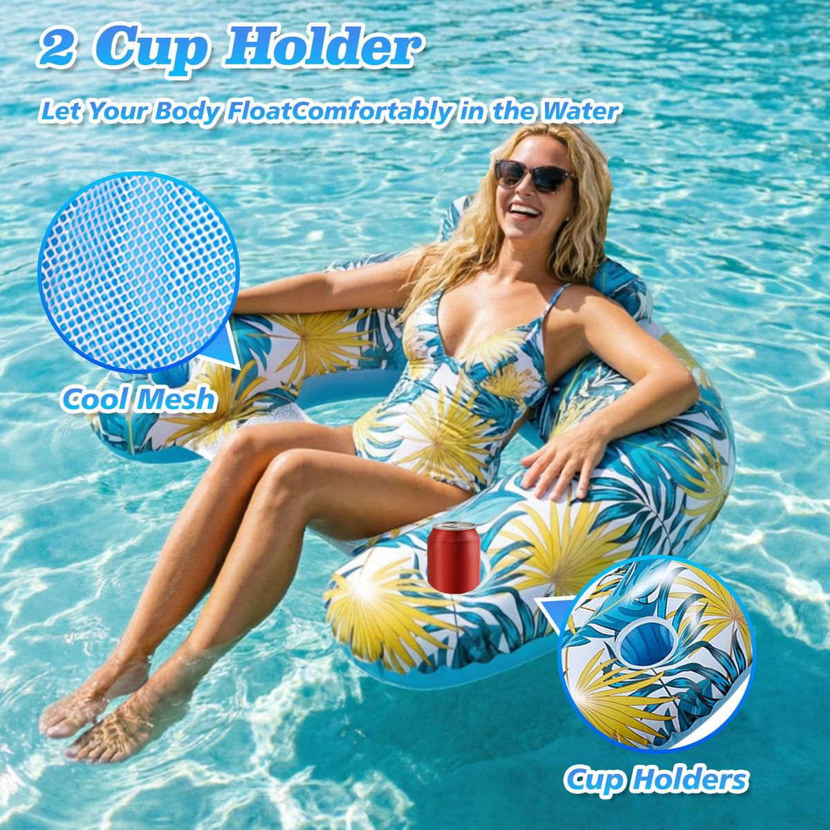 2 Pack Inflatable Pool Floats with Mesh Seat A608
