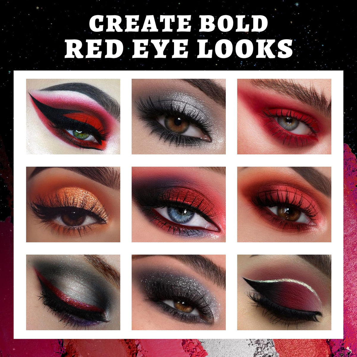 Red 15 Colors Shimmer Matte Glitter Metallic Eyeshadow Palette J394