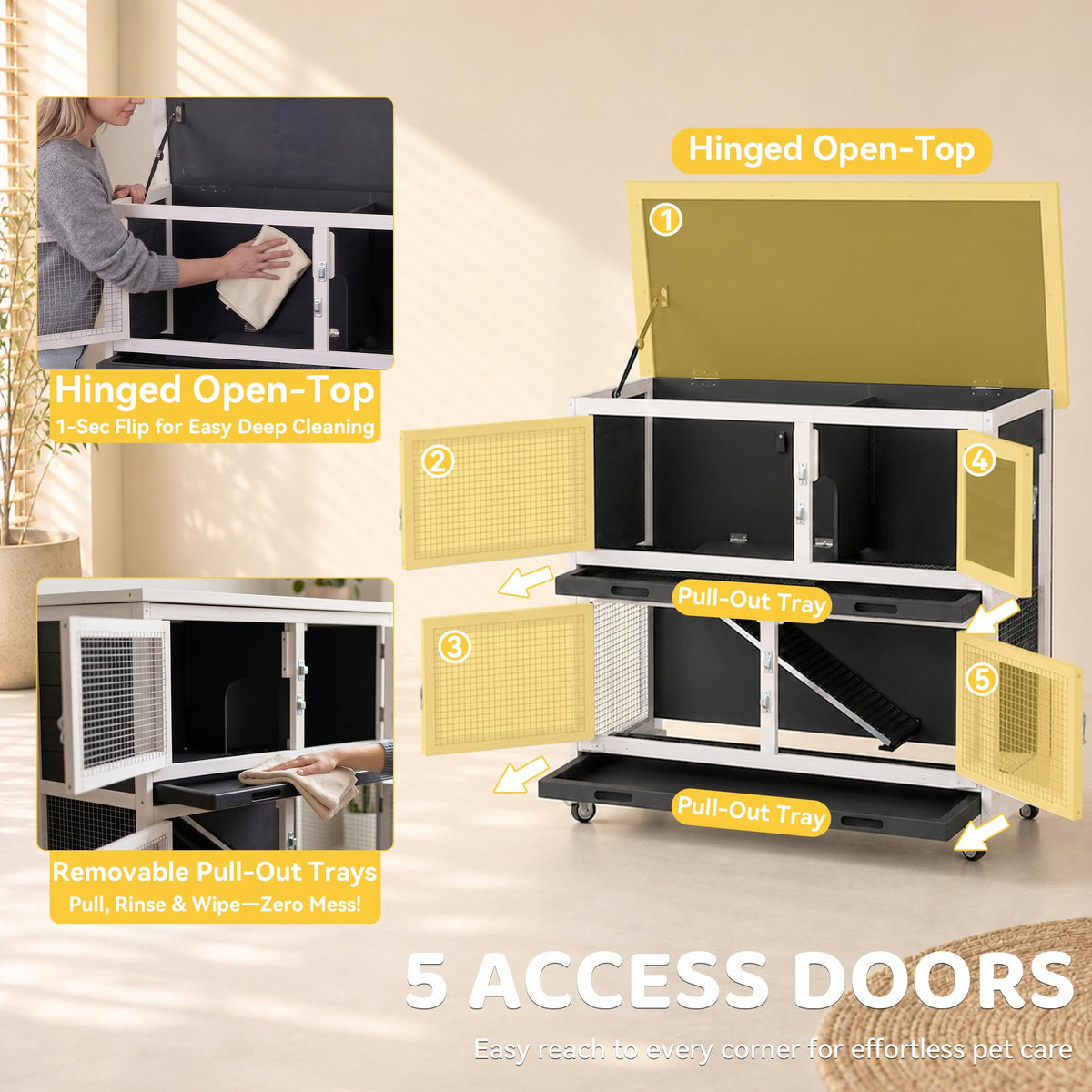 2-Story Indoor Rabbit Hutch with Wheels D3280