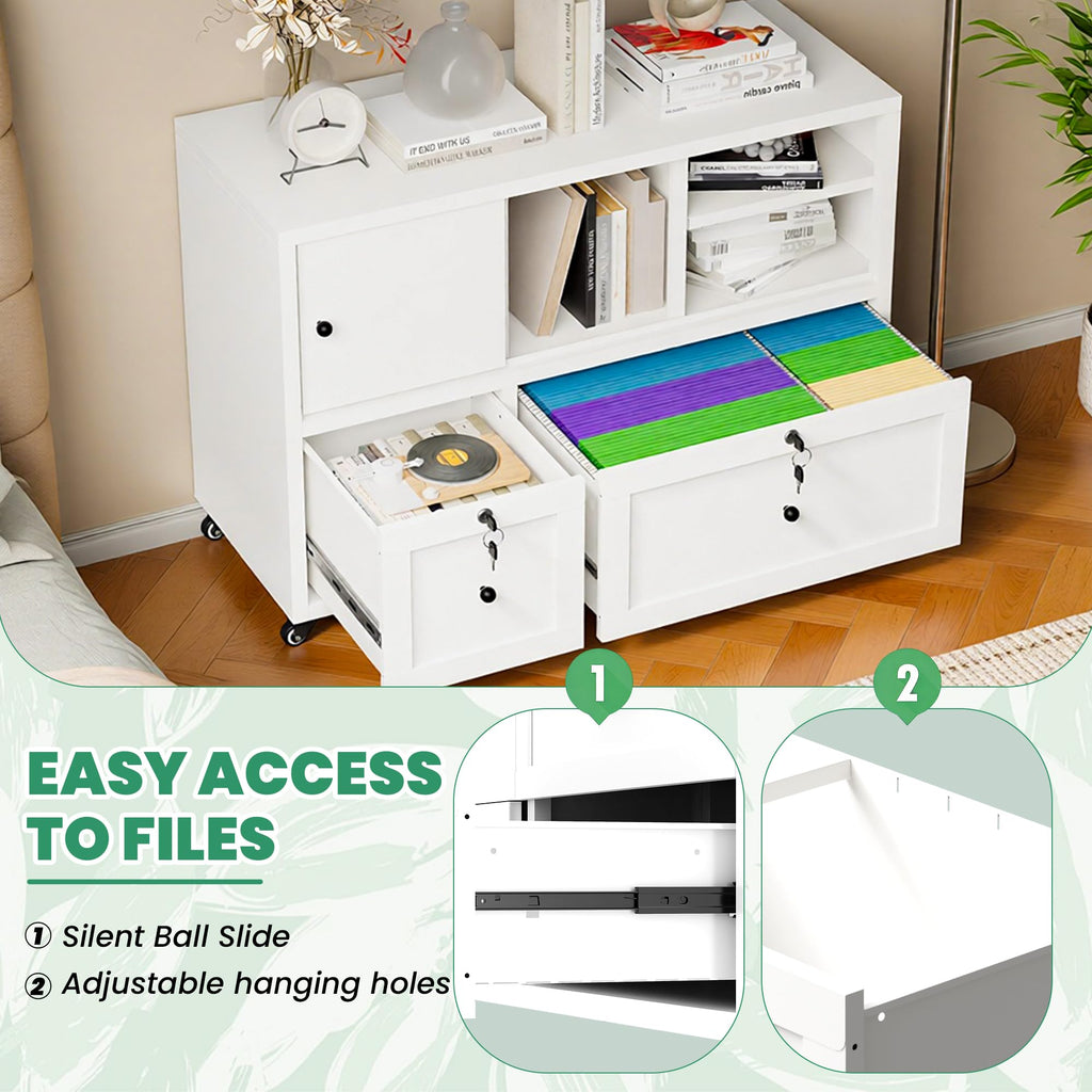 2 Drawer Mobile File Cabinet with Lock N22575