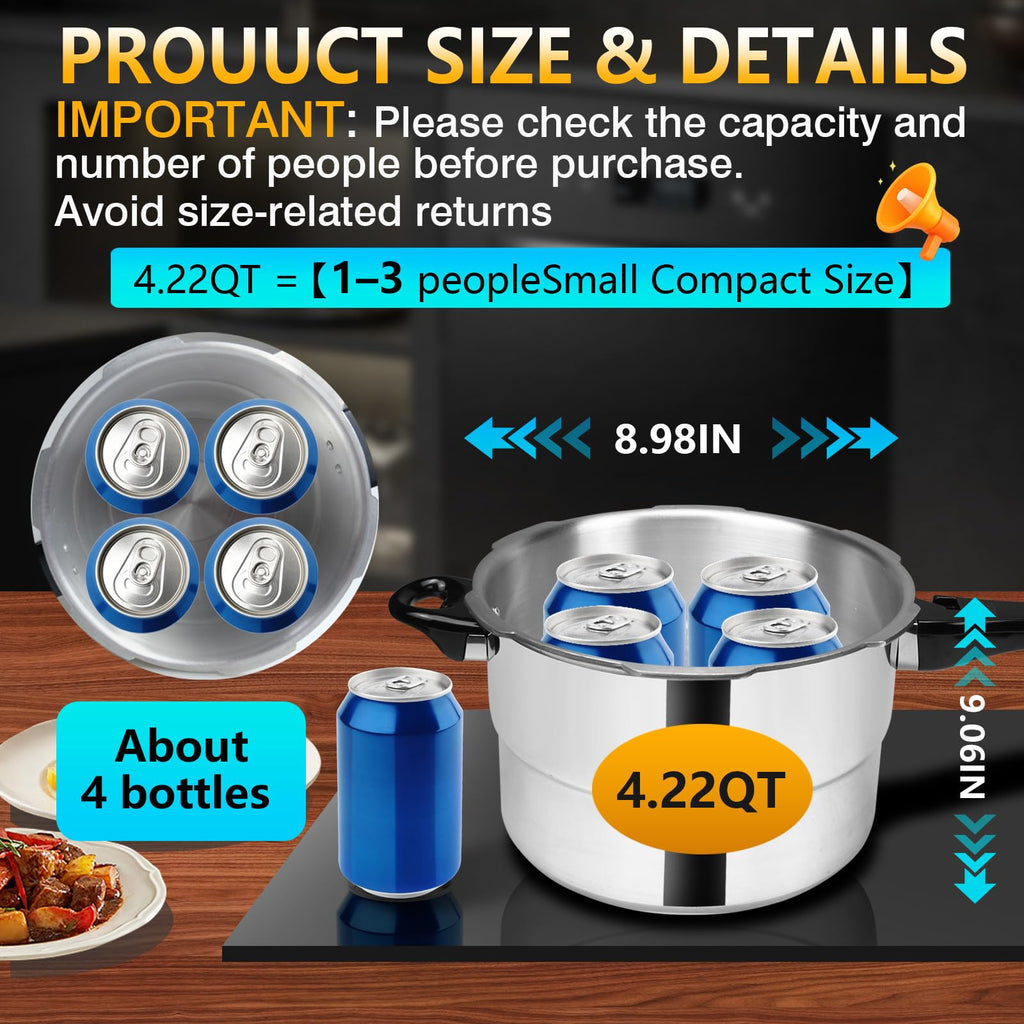 Aluminum 4.22Qt Pressure Cooker I754