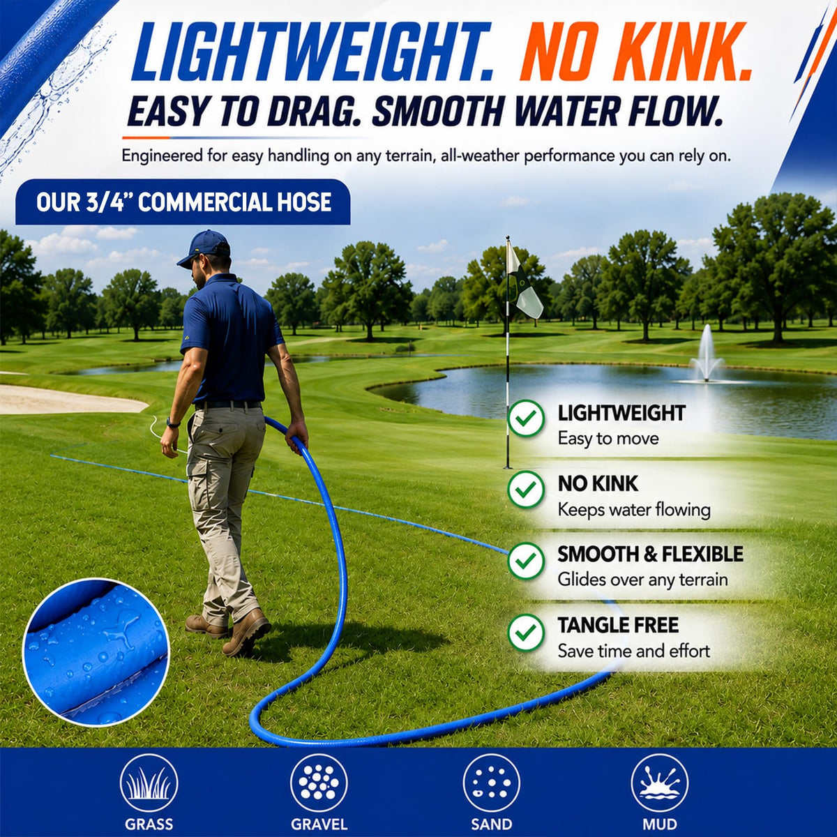 3/4" x 100 ft Lightweight Flexible Garden Hose V6693