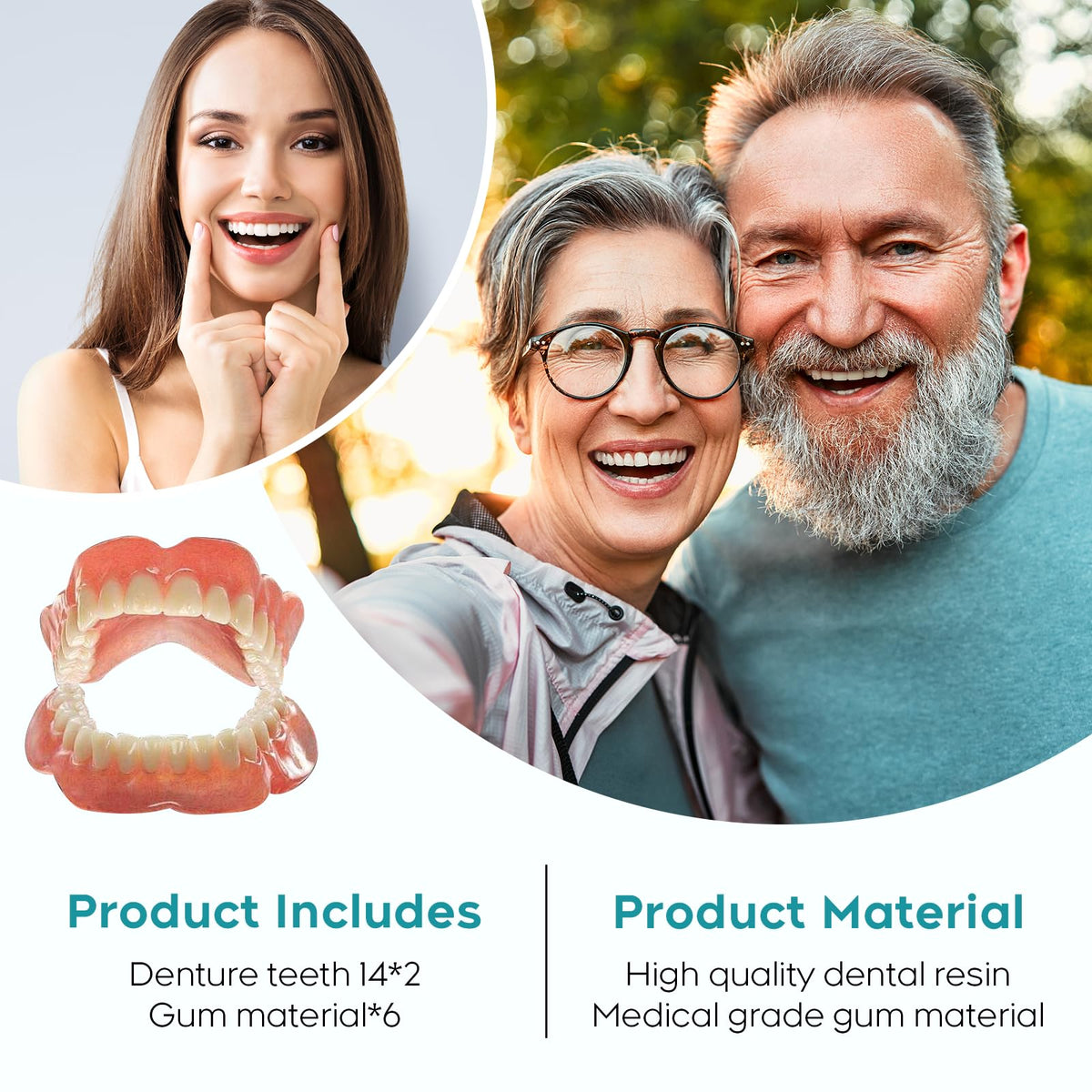 DIY Denture Kit Full Set Top & Bottom Fake Teeth D6521