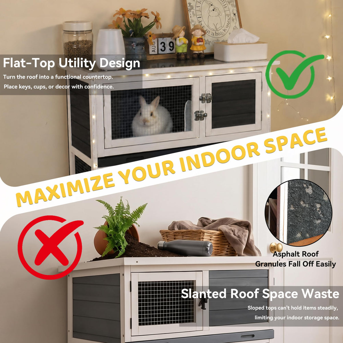 2-Story Indoor Rabbit Hutch with Wheels D3280