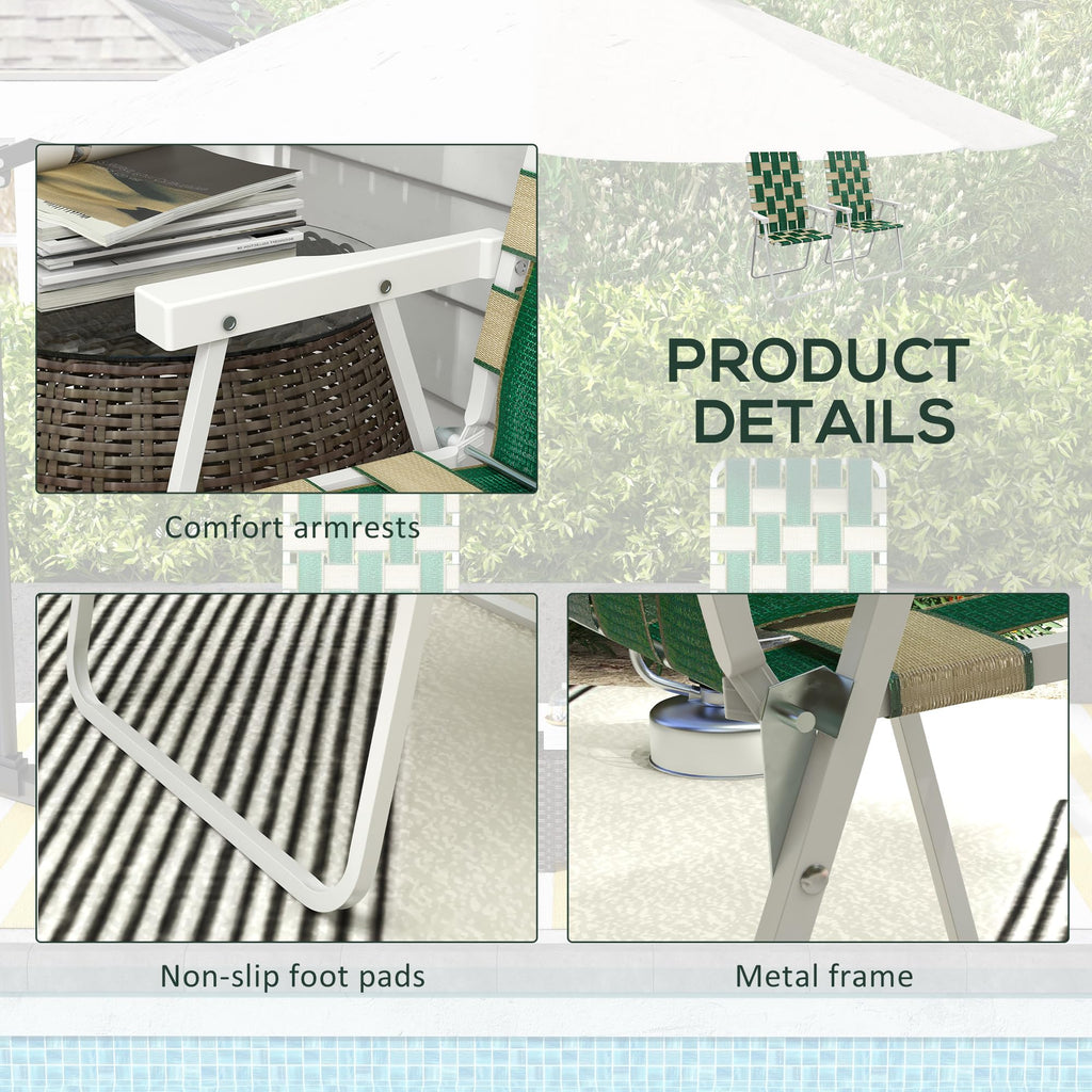 Set of 2 Oversized Folding Webbed Lawn Chairs with Armrests S176199