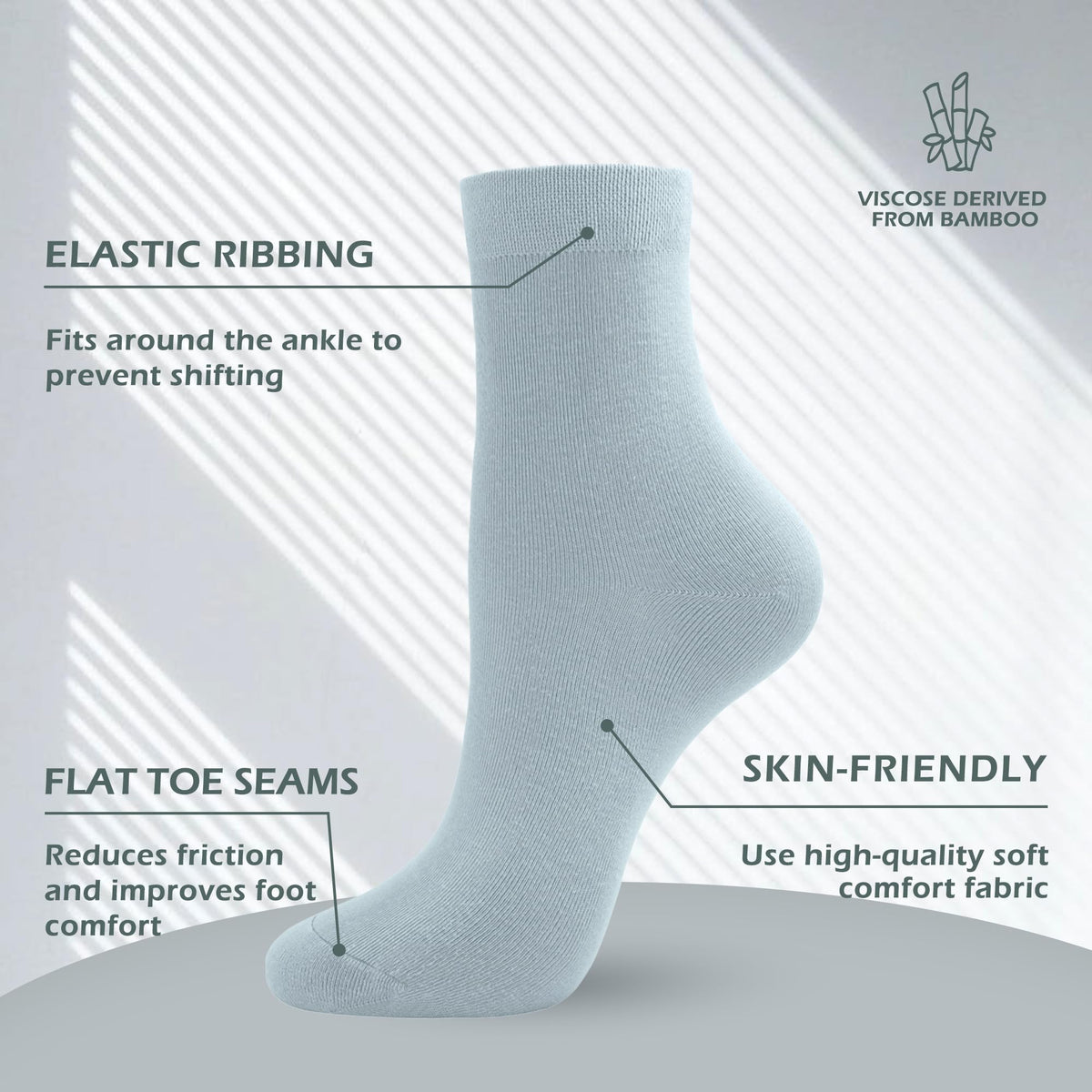 Viscose Bamboo Crew Socks 5 Pairs I716