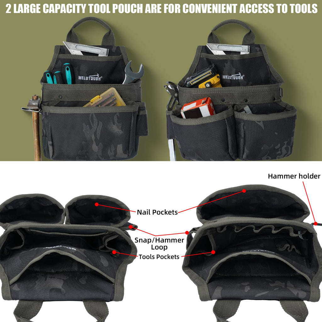Camo Tool Belt with Suspenders Tool Pouch Organizer Heavy Duty J861