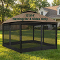 12' x 14' 4-Panel Gazebo Mosquito Netting with Zippers, Black G736165
