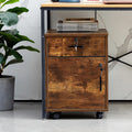 1 Drawer Wood File Cabinet with Lock and Wheels B570377