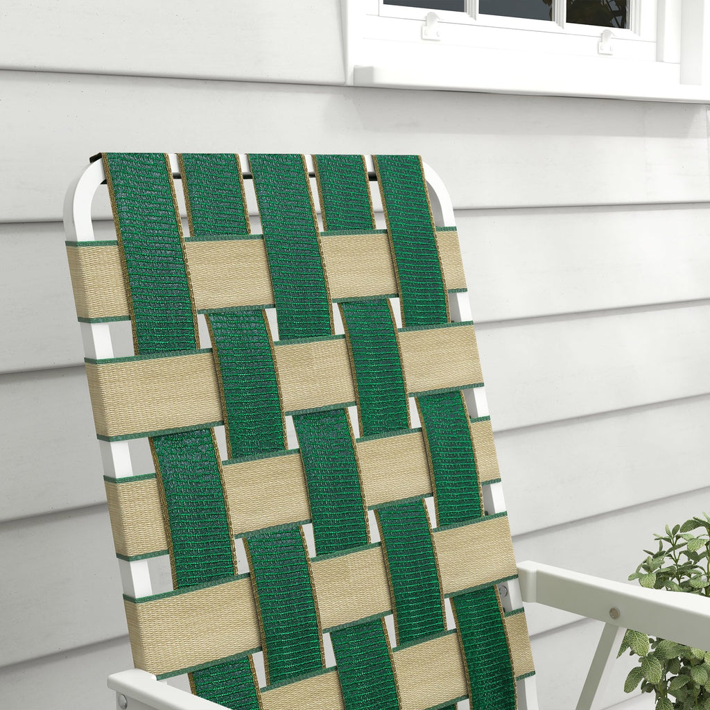 Set of 2 Oversized Folding Webbed Lawn Chairs with Armrests S176199